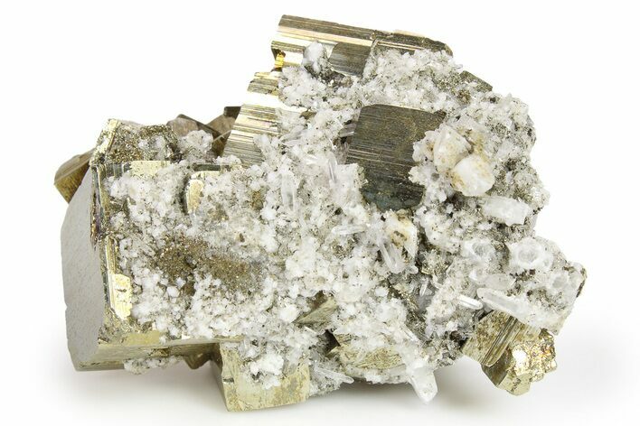 Gleaming Cubic Pyrite Crystal Cluster - Peru #271595